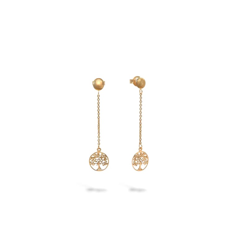 Pendientes colgantes con el árbol de la vida en oro amarillo de 18 kt