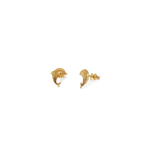 Pendientes de delfín con diamantes en oro amarillo de 18 kt