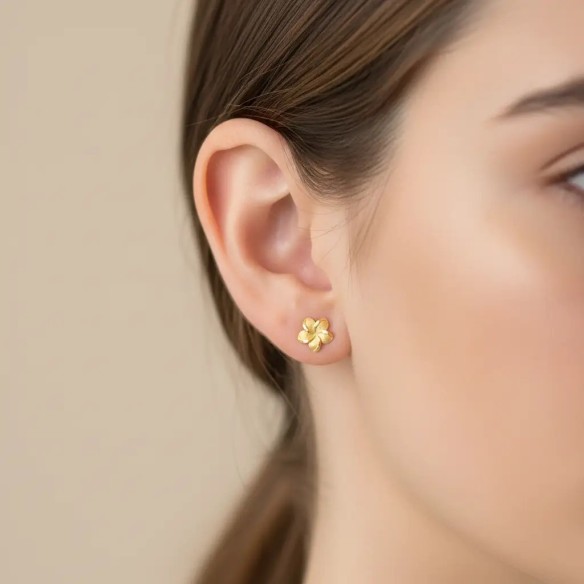 Orecchini a Lobo Fiore a 5 Petali Oro Giallo 18kt