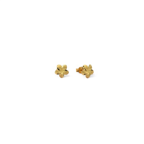 Pendientes de trébol de cuatro hojas pulido en oro amarillo de 18 kt, 0,5 cm | Stella Maris
