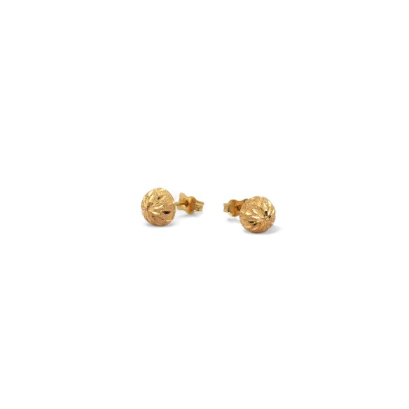 Pendientes de media esfera con diamantes en oro amarillo de 18 kt