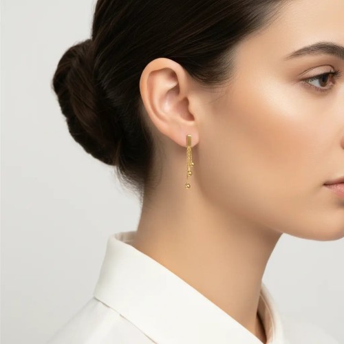 18kt Yellow Gold Sphere Waterfall Drop Earrings 2