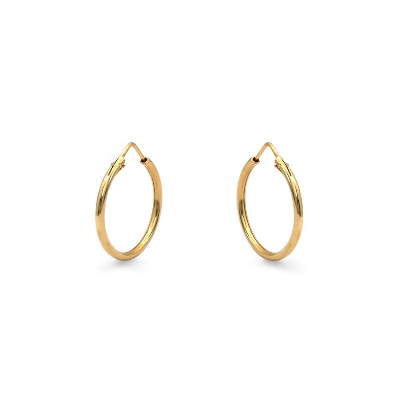 Pendientes de aro finos clásicos de oro amarillo de 18 kt