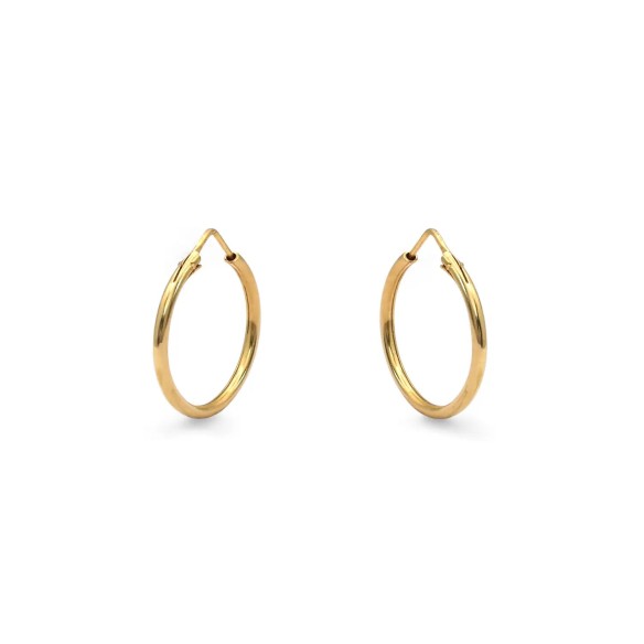 Pendientes de aro finos clásicos de oro amarillo de 18 kt