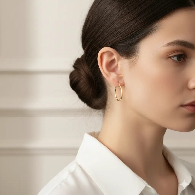 18kt Yellow Gold Thin Classic Hoop Earrings