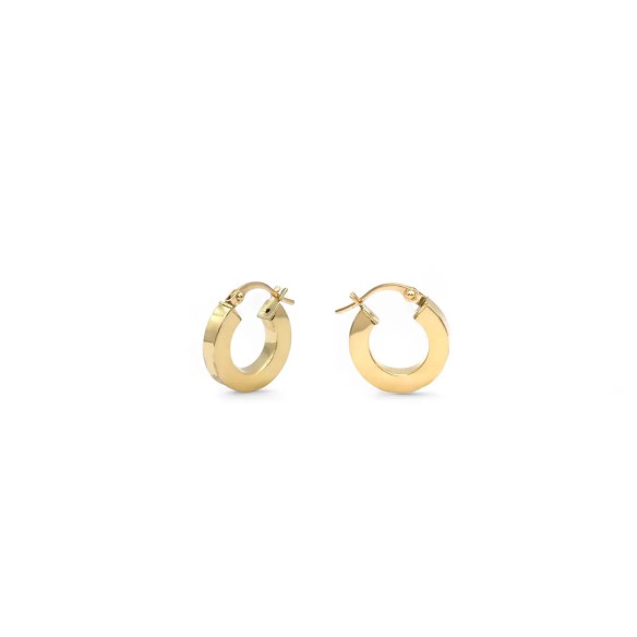 Pendientes de aro anchos y planos de oro amarillo de 18 kt