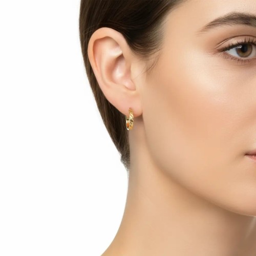 18kt Yellow Gold Wavy Hoop Earrings | Diameter 2cm 2