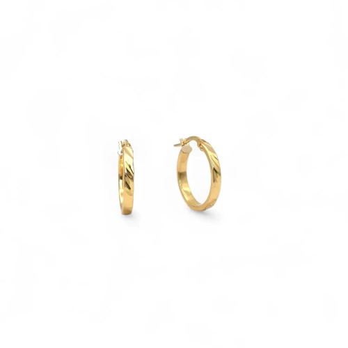 18kt Yellow Gold Wavy Hoop Earrings | Diameter 2cm