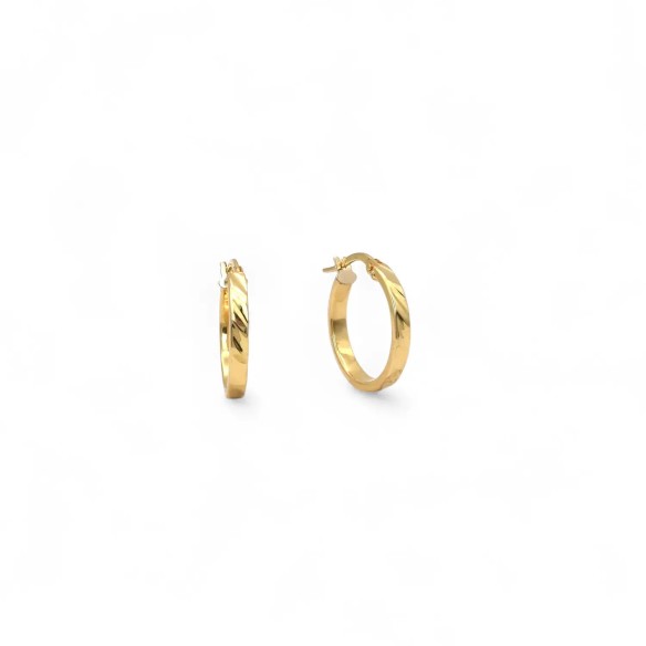 Pendientes de aro ondulados de oro amarillo de 18 kt | Diámetro 2 cm