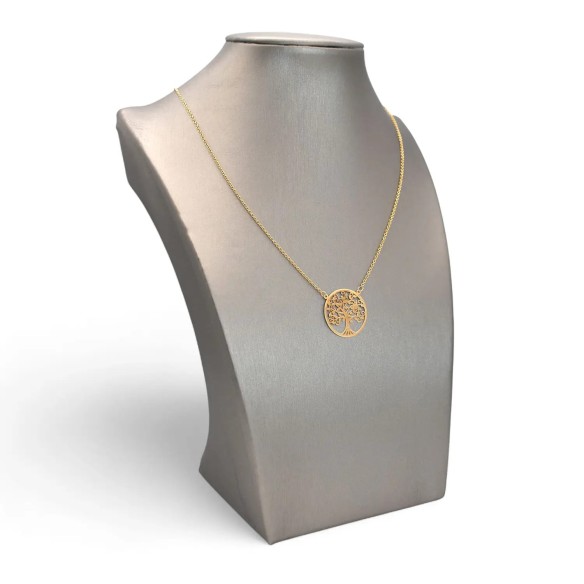 Collar con colgante del árbol de la vida calado en oro amarillo de 18 kt
