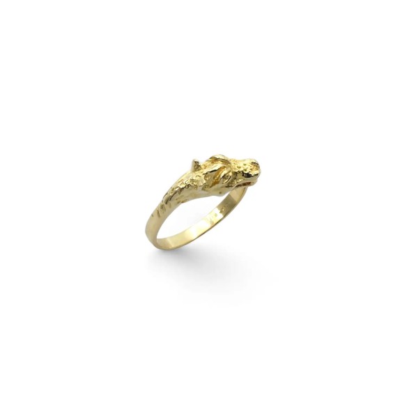 18kt Yellow Gold Ring with Sculpted Dragon Head