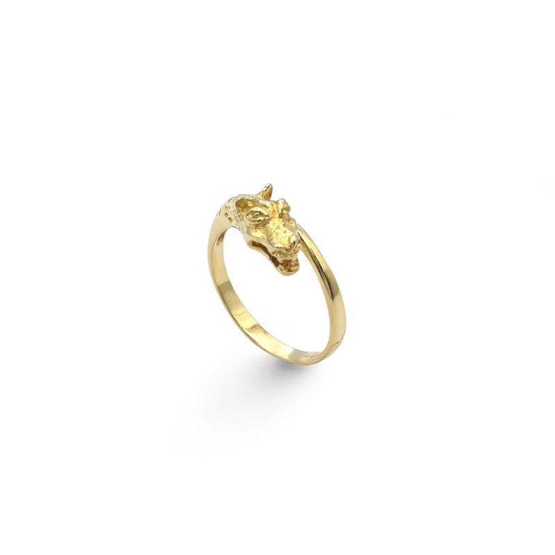 18kt Yellow Gold Ring with Sculpted Dragon Head