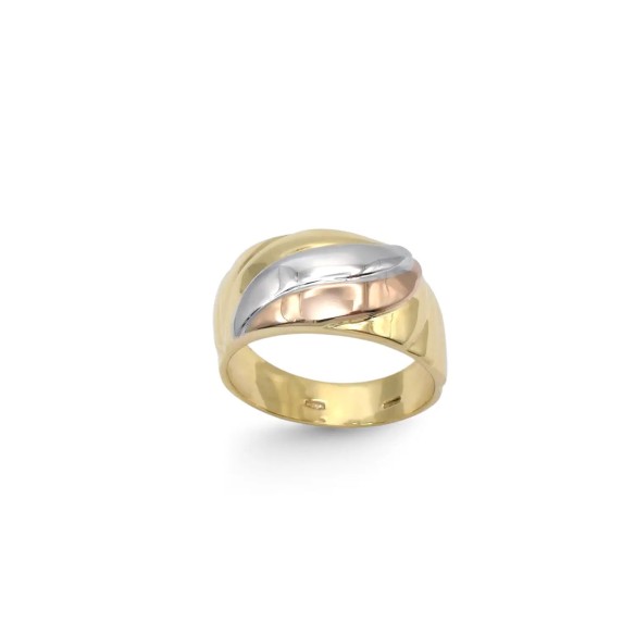 Anello a Fascia Tricolore in Oro 18kt
