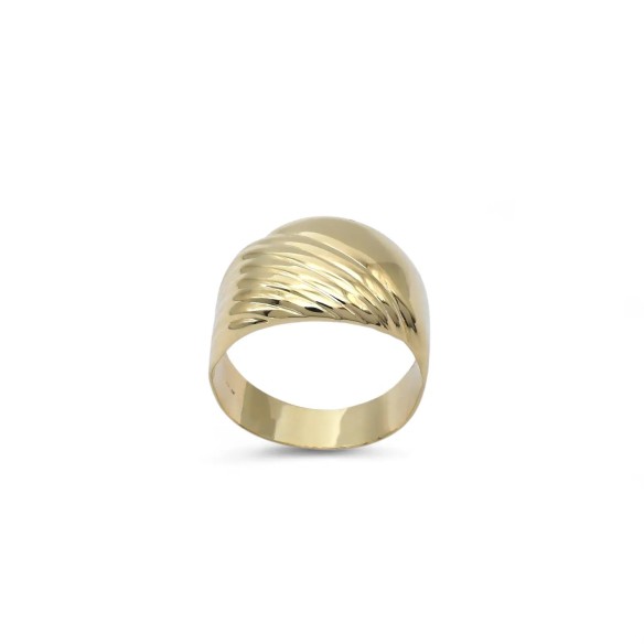18kt Yellow Gold Wavy and Smooth Ring