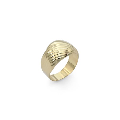 18kt Yellow Gold Wavy and Smooth Ring