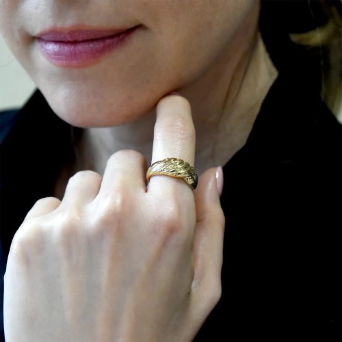 Anello Oro Giallo 18kt Ondulato e Liscio 2