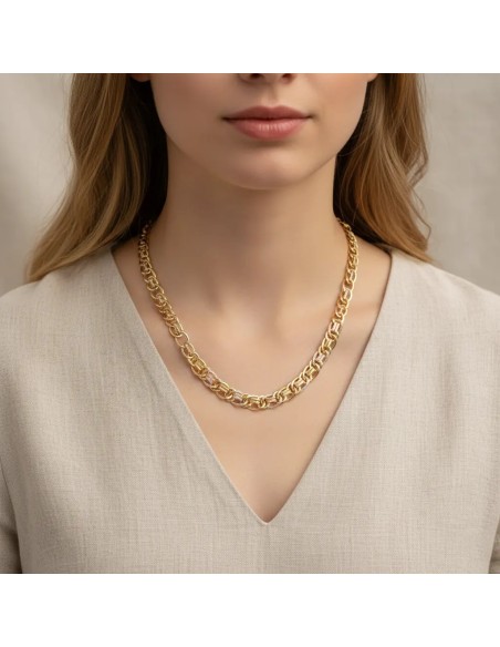 Collar de oro amarillo de 18 kt con elementos moleteados tricolores