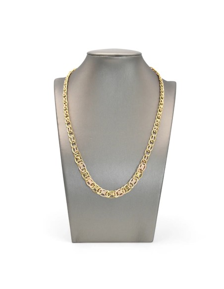 Collar de oro amarillo de 18 kt con elementos moleteados tricolores