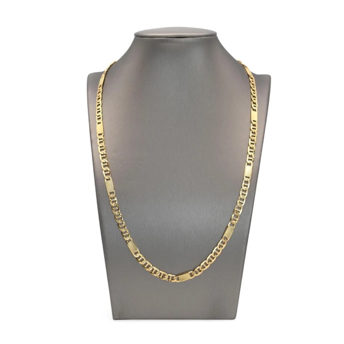 Collana in Oro Giallo 18kt con Maglie Alternate Piatte e Zigrinate