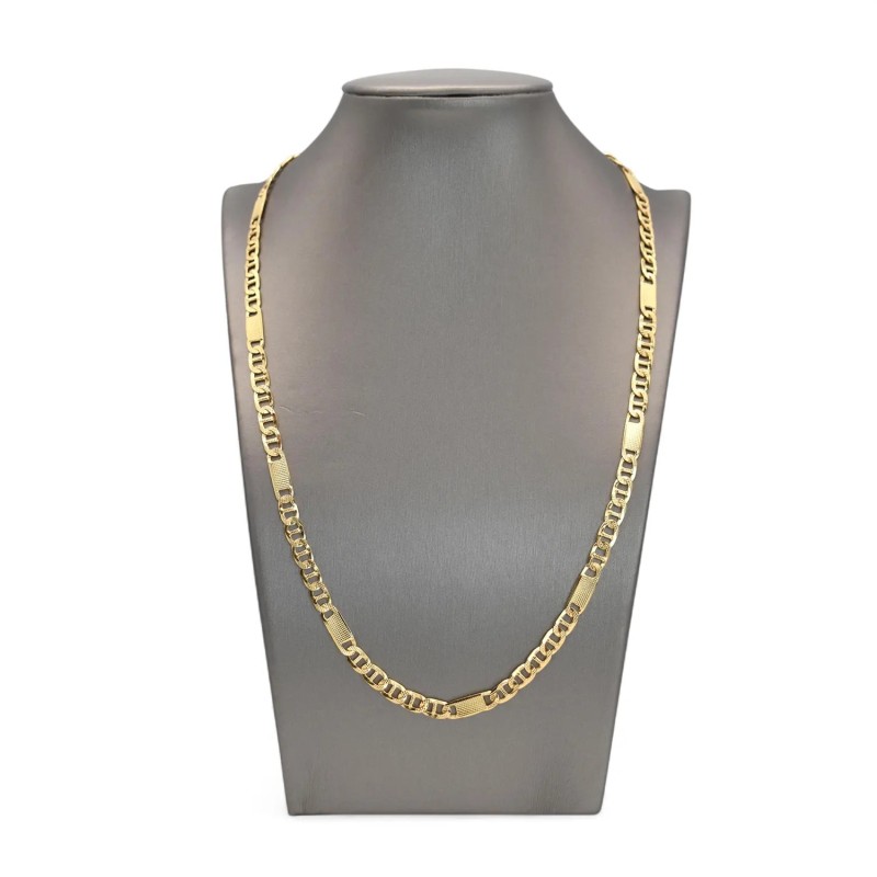 Collana in Oro Giallo 18kt con Maglie Alternate Piatte e Zigrinate