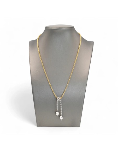 18kt Yellow Gold Necklace with Curl Pendant and White Gold Spheres