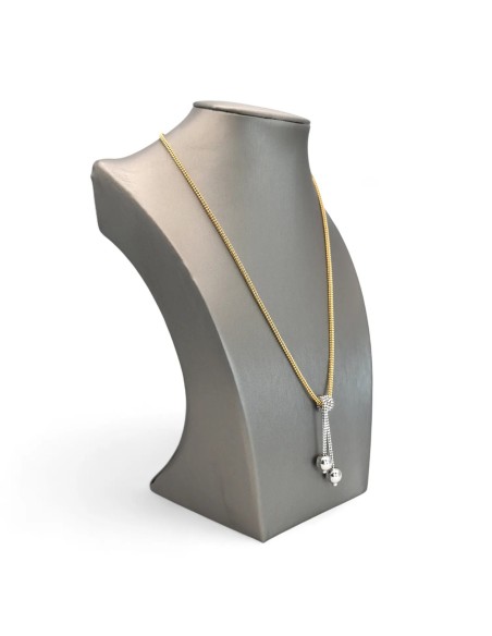 Collana in Oro Giallo 18kt con Pendente a Ricciolo e Sfere in Oro Bianco