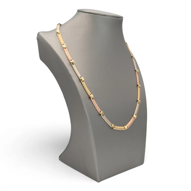 Necklace with Satin-Finished Bars in 18kt Yellow, White and Rose Gold