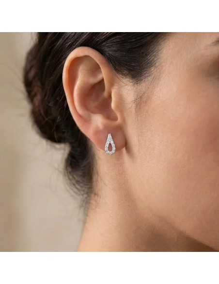 18kt White Gold Earrings with Zirconia | Length 1 cm