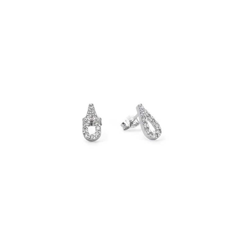 Pendientes de oro blanco de 18 kt con circonitas | Largo 1 cm