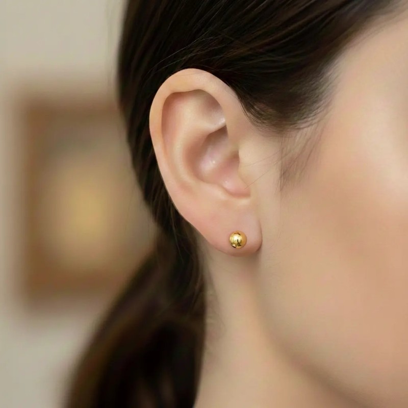 18kt Yellow Gold Half-Sphere Earrings | Ø 5 mm