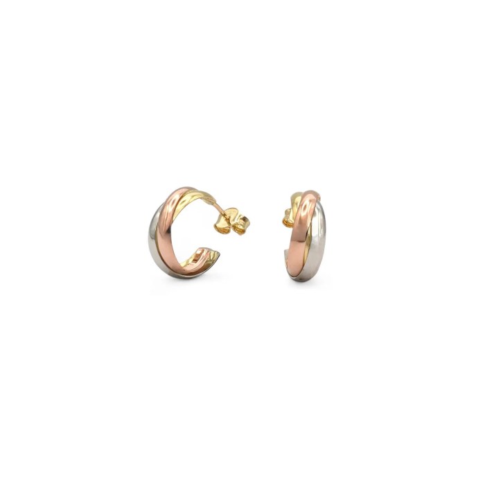 Orecchini a Cerchio in Oro Giallo, Bianco e Rosa 18kt | 2 cm