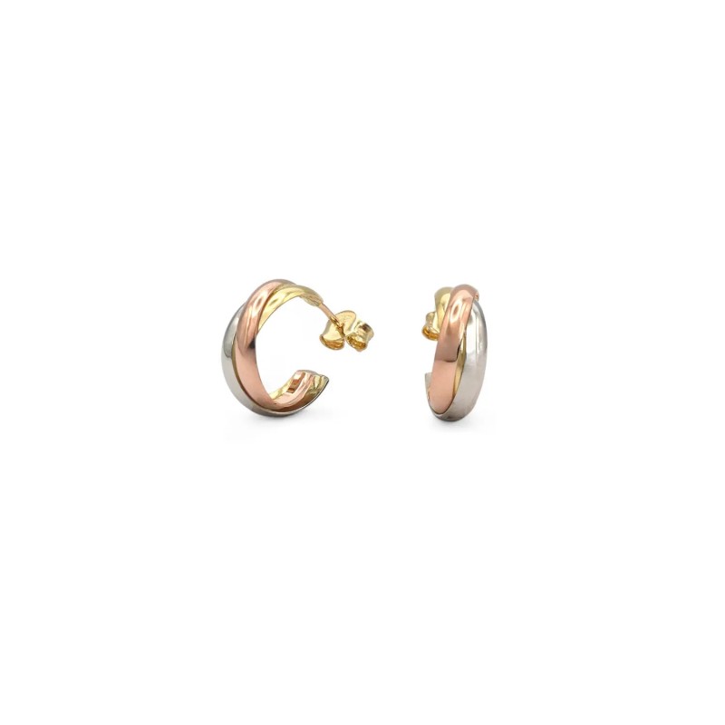 Aros de oro amarillo, blanco y rosa de 18 kt | 2 cm