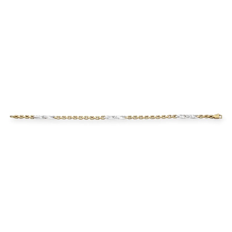 Bracciale Unisex Bicolore in Oro Giallo e Bianco 18kt | 21 cm