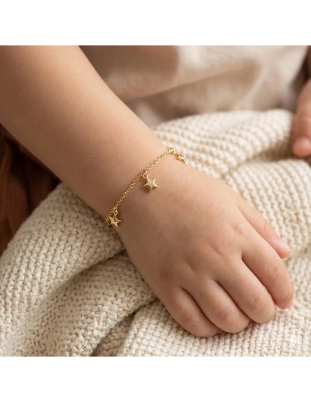 Bracciale per Bambino in Oro Giallo 18kt con Tre Stelle | 14 cm