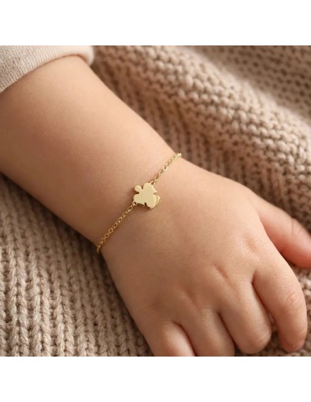 Kinderarmband aus 18-karätigem Gelbgold mit Engelsmotiv | 14 cm
