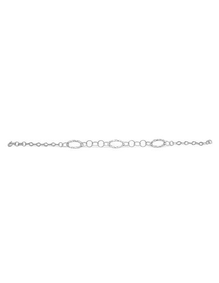 Armband aus 18-karätigem Weißgold mit ovalen Diamanten | 18 cm