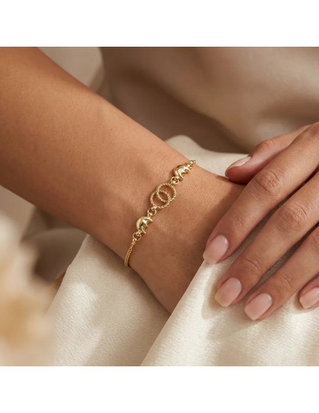 Pulsera de oro amarillo de 18 kt con círculos y medialunas entrelazadas | 18 cm