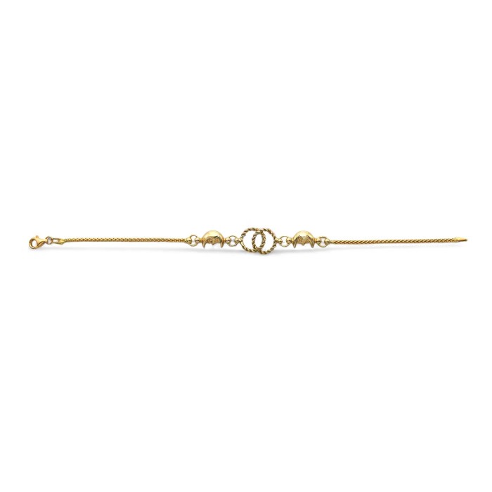 Pulsera de oro amarillo de 18 kt con círculos y medialunas entrelazadas | 18 cm
