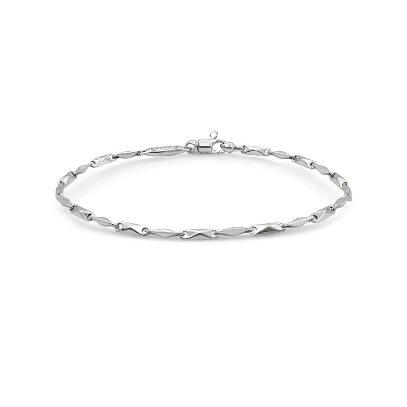 Pulsera de oro blanco de 18 kt para hombre con eslabón geométrico | 20 cm
