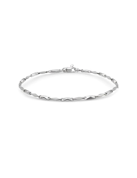 Pulsera de oro blanco de 18 kt para hombre con eslabón geométrico | 20 cm