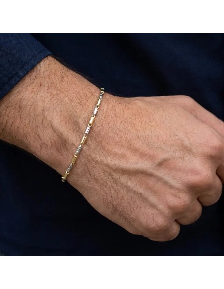 Pulsera bicolor en oro amarillo y blanco de 18 kt | 21 cm