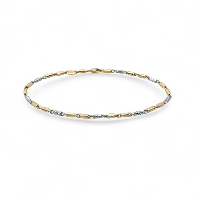 Pulsera bicolor en oro amarillo y blanco de 18 kt | 21 cm