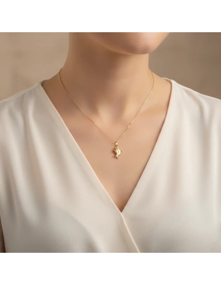 18kt Yellow Gold Double Dolphin Pendant | 2 cm