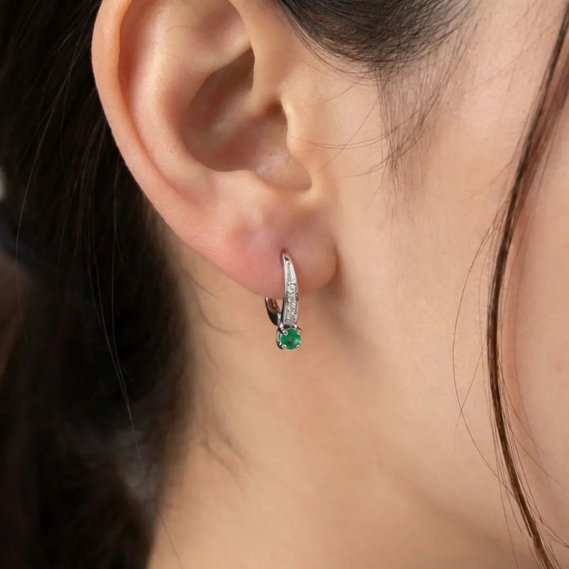Emerald and Diamond Pendant Earrings