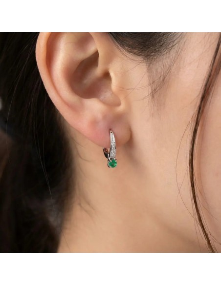 Pendientes colgantes de esmeralda y diamantes
