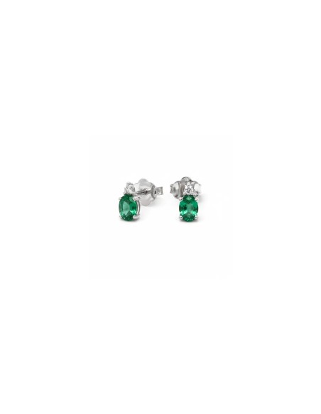 Pendientes de oro blanco de 18 kt con esmeraldas ovaladas y diamantes