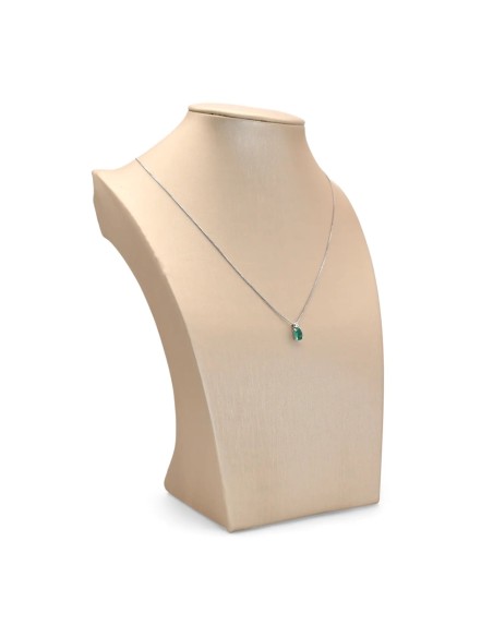 18kt White Gold Choker Necklace with Oval Emerald and Diamond