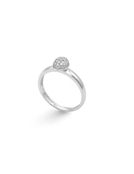 18kt White Gold Half-Sphere Ring with 0.24ct Diamond Pavé