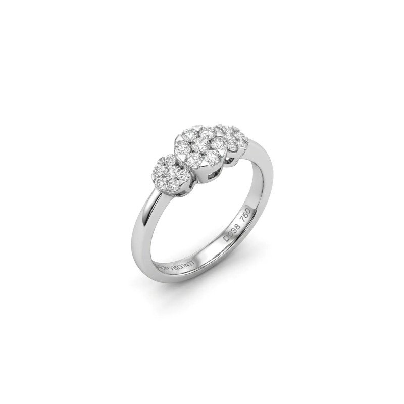 Ring aus 18-karätigem Weißgold mit drei Elementen in „magischen“ Diamanten (0,38 ct).