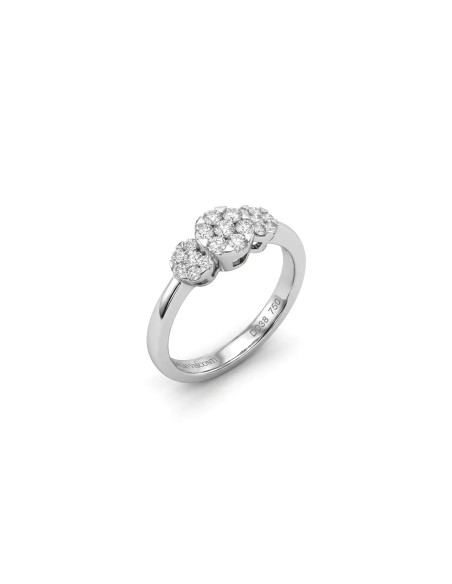 Anello in Oro Bianco 18kt con Tre Elementi in Diamanti "Magic" 0,38 ct